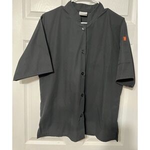 Happy Chef Coat Adult Medium Black Button‎ Uniform Work Employee Shirt #330